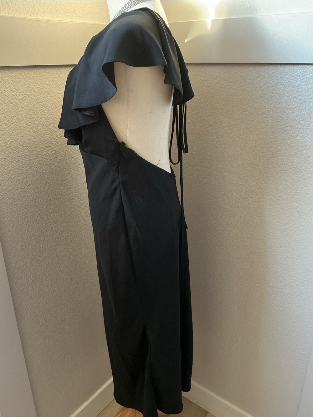 ASOS Black Ruffle Open-Back Midi Dress - Picture 4 of 10